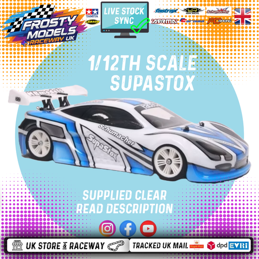 GT12 Supastox Body - Ascari KZ-1R - Clear Lexan - Fits 1/12 Car 205mm Wheelbase / 160mm Wide