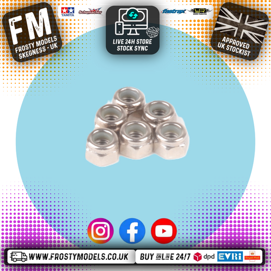 Core RC - Nyloc Wheel Nut SILVER M4 -(6PCS)  CRA149