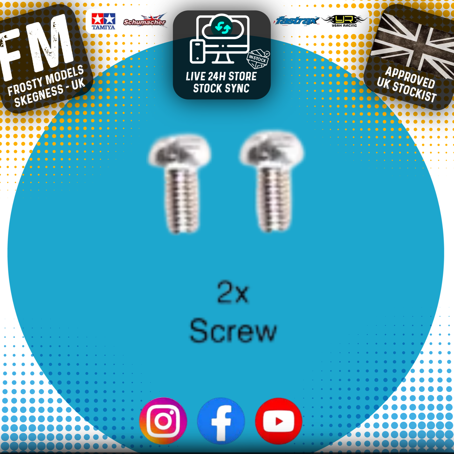 TAMIYA 9805636 - RC 3X6MM SCREW: 58257 (540 Motor Machine Screw) TT01E & TT02 (2pcs)