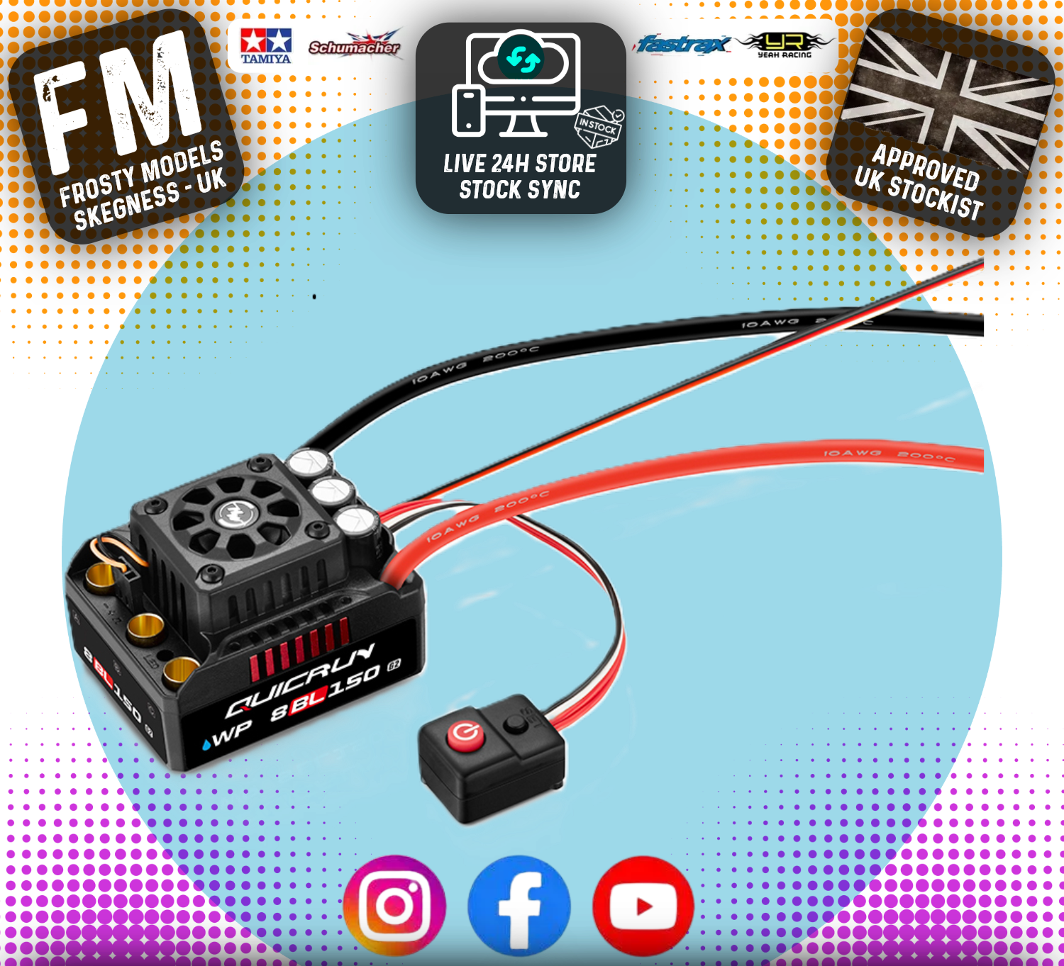 HOBBYWING - QUICRUN WP-8BL150 G2 ESC - 150Amp - 2-6S SENSORLESS HW30109003 (No Battery Plug) Ideal for 1/8th Offroad