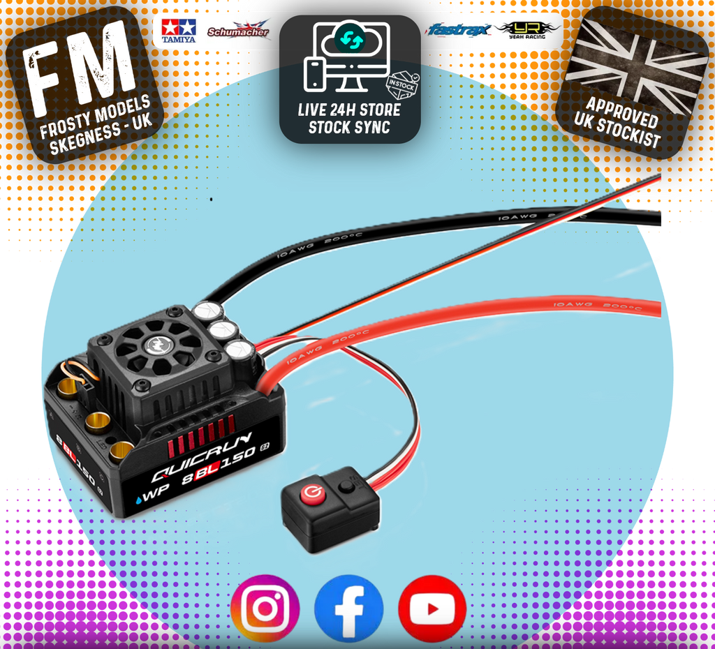 HOBBYWING - QUICRUN WP-8BL150 G2 ESC - 150Amp - 2-6S SENSORLESS HW30109003 (No Battery Plug) Ideal for 1/8th Offroad