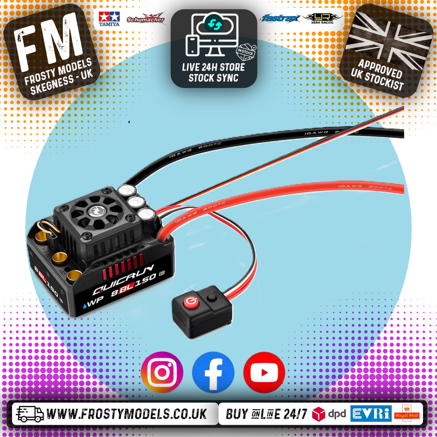 HOBBYWING - QUICRUN WP-8BL150 G2 ESC - 150Amp - 2-6S SENSORLESS HW30109003 (No Battery Plug) Ideal for 1/8th Offroad