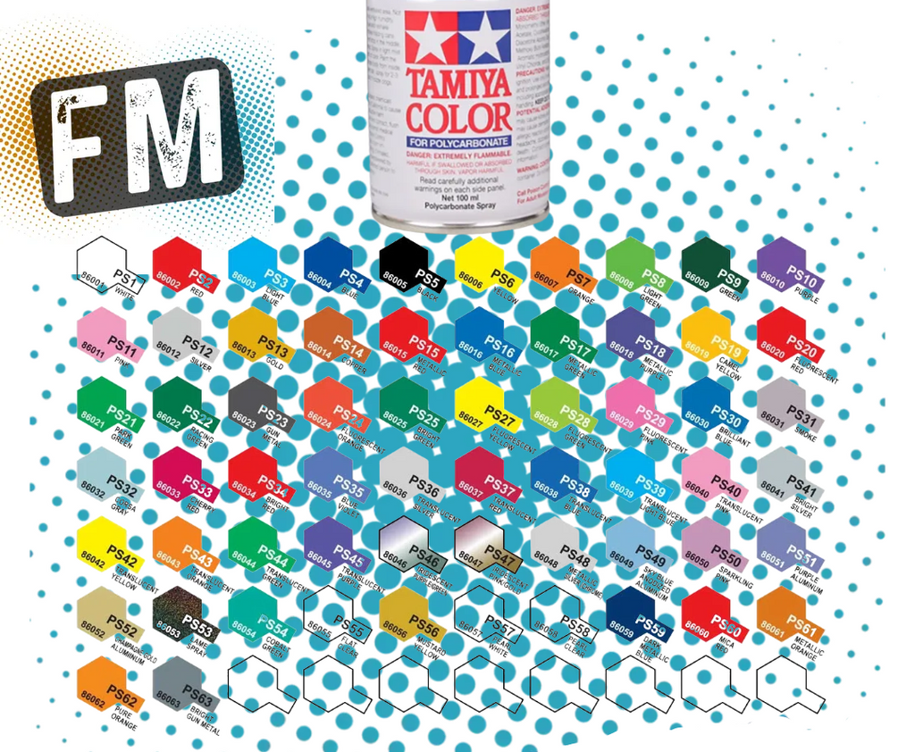 TAMIYA PS 1 TO 62 POLYCARBONATE RC BODY SPRAY PAINT - 100ML - ALL COLOUR LISTING