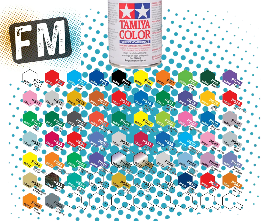 TAMIYA PS 1 TO 62 POLYCARBONATE RC BODY SPRAY PAINT - 100ML - ALL COLOUR LISTING