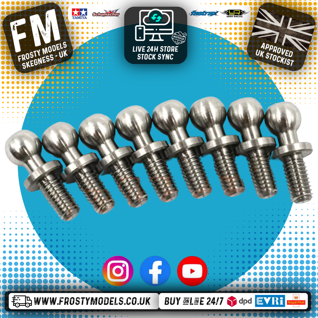 Yeah Racing - High Precision 64 Titanium Ball Stud 4.8mm x 6mm 8pcs -