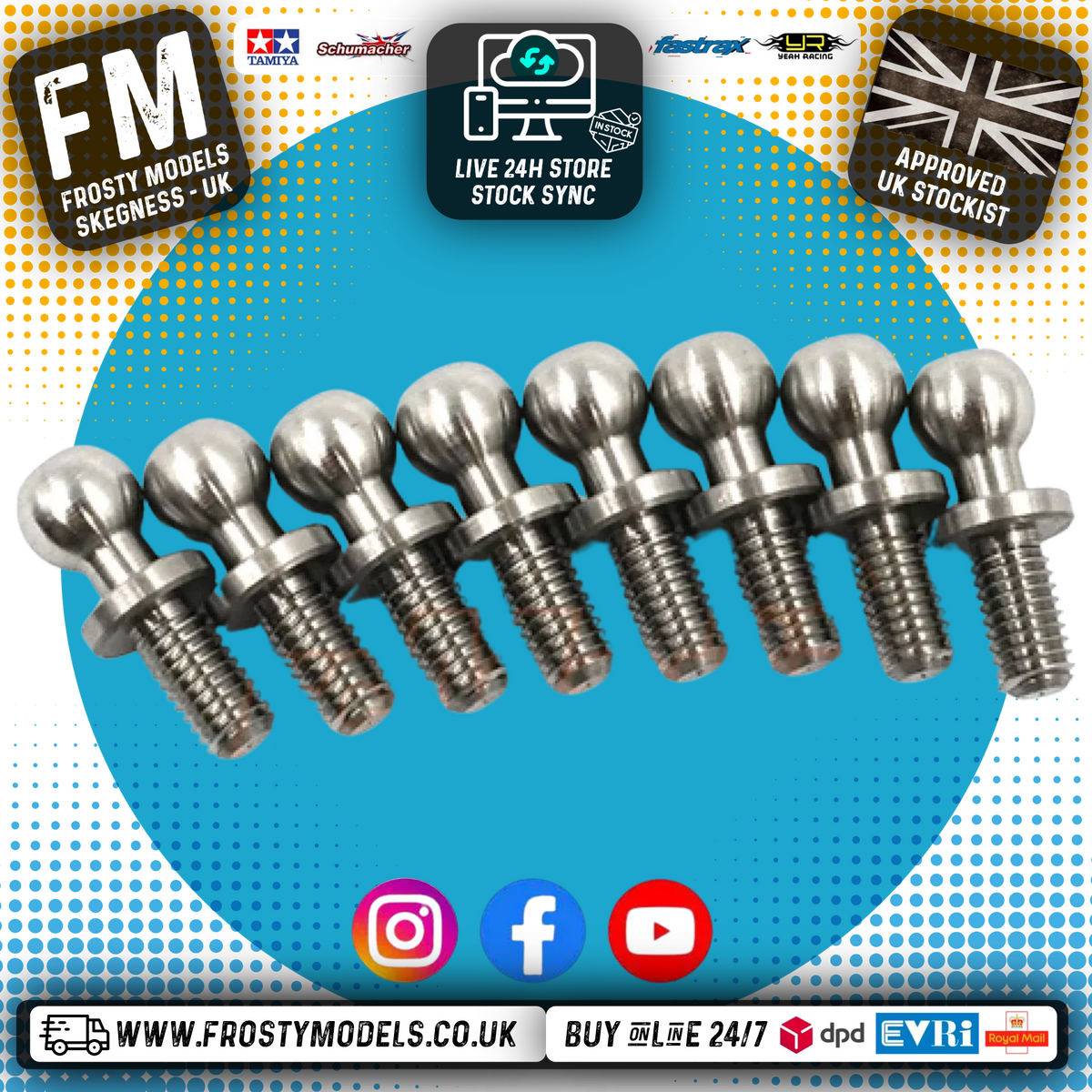 Yeah Racing - High Precision 64 Titanium Ball Stud 4.8mm x 6mm 8pcs -