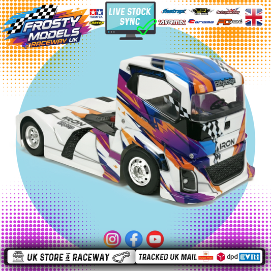 Bitty Design - 1/10 190mm IRON Truck Clear Bodyshell for Tamiya 1/14 TT01E Euro Trucks - BD-TRK-190IRO