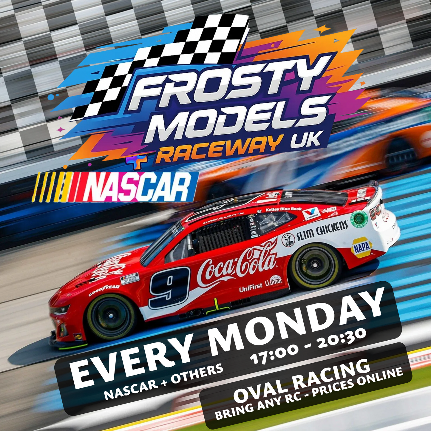 OVAL MONDAYS! (OWN VEHICLE) RACE FEE (NASCAR OVAL + Supporting Classes) (Includes Practice + Race from 17:00 till 20:30)