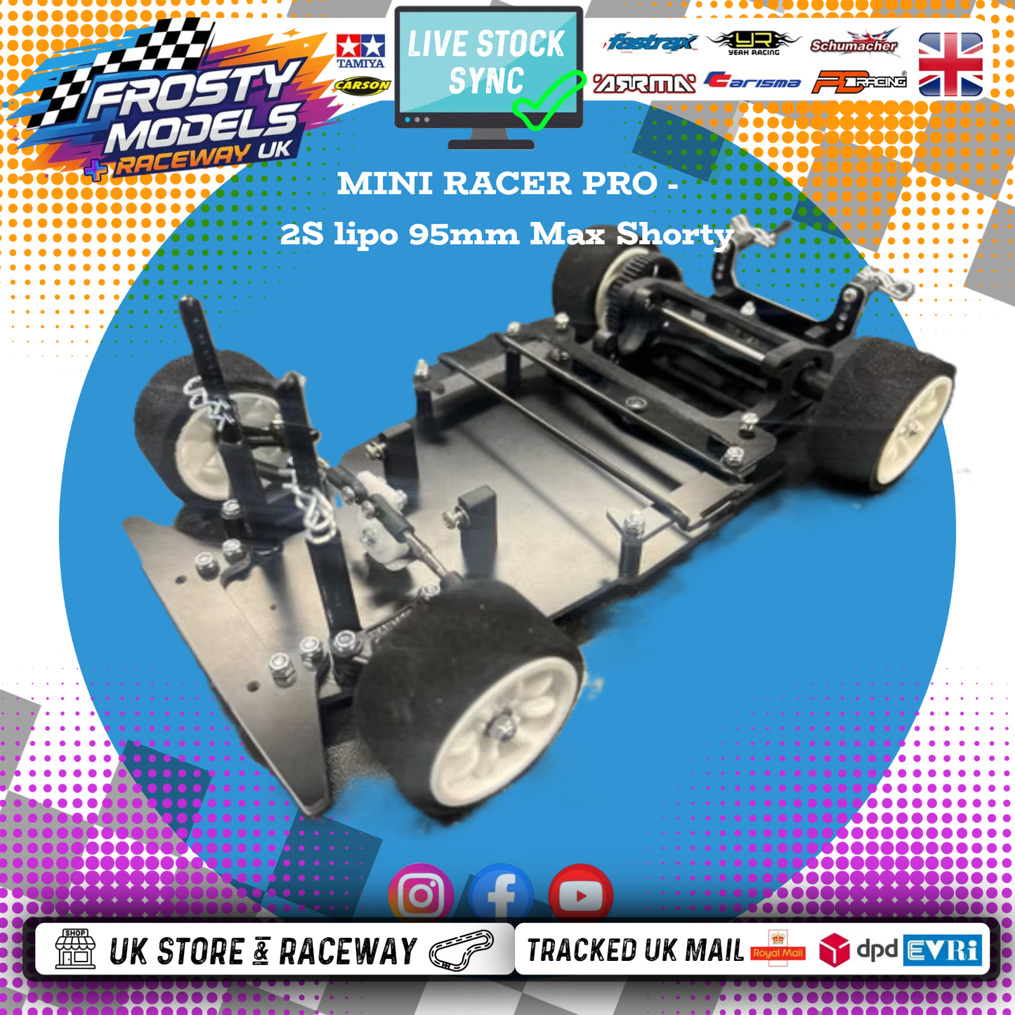 KAMTEC - GT12 1/12 Mini Racer PRO (3D Pod Brushed/Brushless - 2S Lipo Tray 95mm Max) RC Circuit Rolling Chassis Kit (Assembled) w/Body, Wheels & Tyres