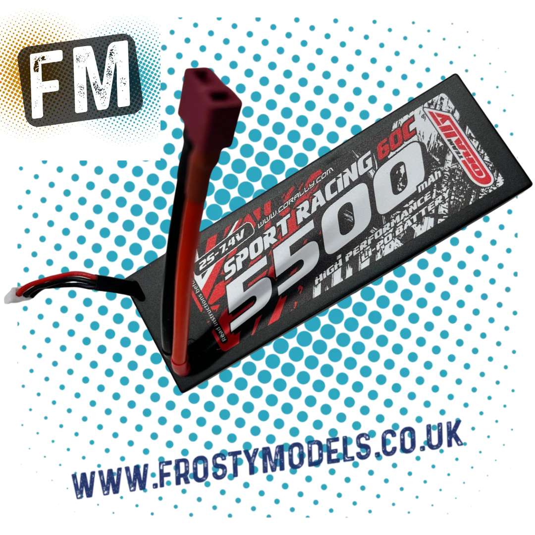 CORALLY - SPORT RACING 50C LIPO BATTERY 5500MAH 7.4V T-PLUG DEANS 2S - C-49125-D