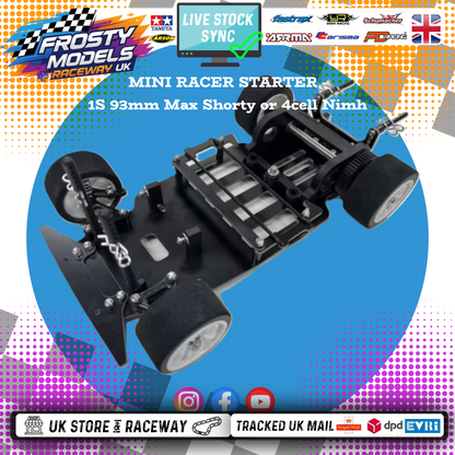 KAMTEC - GT12 1/12 Mini Racer Starter (Standard Pod BRUSHED/BRUSHLESS - 93mm 1S Lipo / 4cell Nimh Tray) - RC Circuit Rolling Chassis Kit (Assembled) With Mini Body, Wheels & Tyres