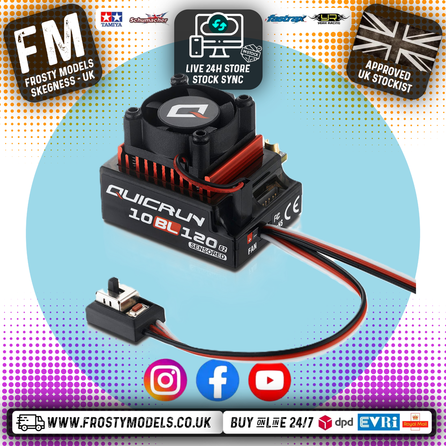 HOBBYWING - QUICRUN 10BL120 G2 - BRUSHLESS SENSORED ESC - WITH BATTERY PLUG - HW30107200 (IDEAL for 1/10th Touring Cars/Buggies/Drift Cars)