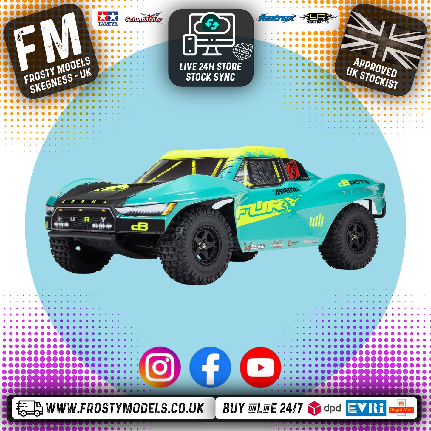 ARRMA - 1/10 FURY 2 ¬ 3S BLX 4X2 SCT RTR - (Green) - Requires Battery and Charger - Recommended Basher