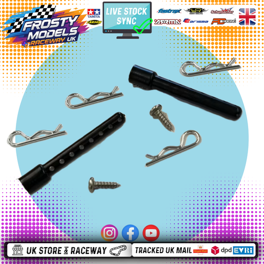 KAMTEC - GT12 Mini Racer = Rear Body Posts and R Clips for 1300 Stock Cars & Mini Racer