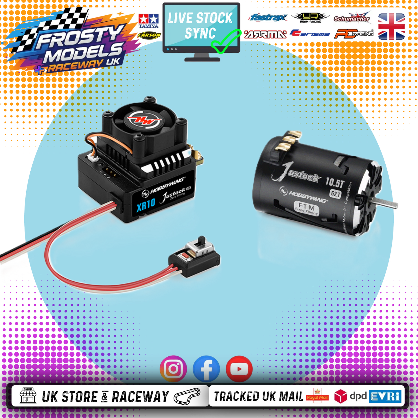 HOBBYWING - Justock Combo (2S Lipo) JS7 G3S ESC + G2.1 25.5T Motor (Ideal for GT12 Mini & LMGT3 Class) Fixed Timing