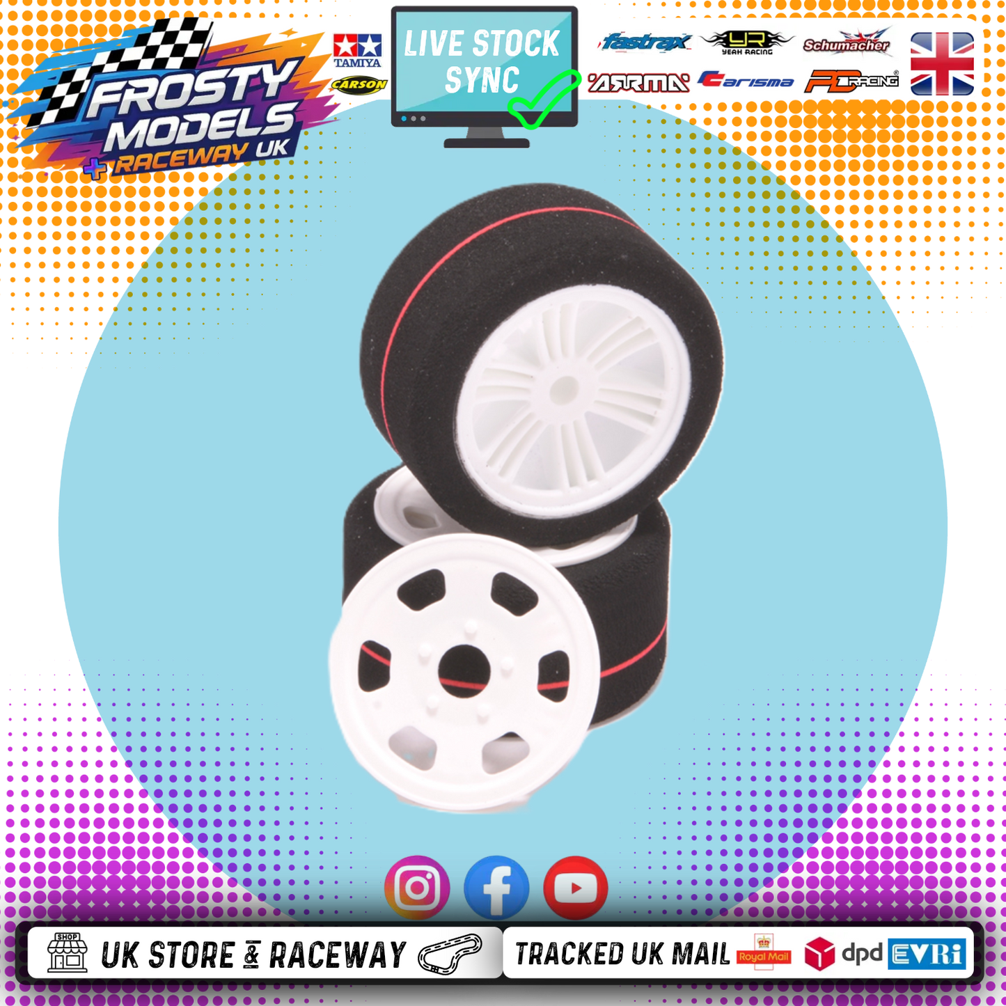 CONTACT RC - 1/12 Oval/Mini Rear 37sh, 51mm diameter - JM37G (1pair) Wheel & Tyre Set Pre-Glued