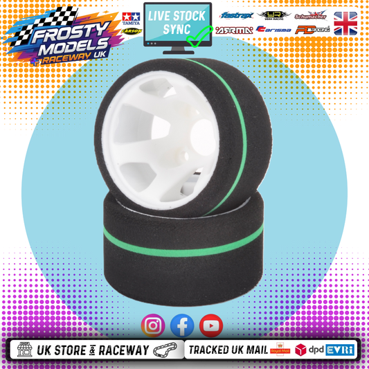 CONTACT RC - 1/12 GT12 Atom Rear 37Sh Control Tyres 46mm - JGCR (1pair) 3 Nut Wheel & Tyre Set Pre-Glued