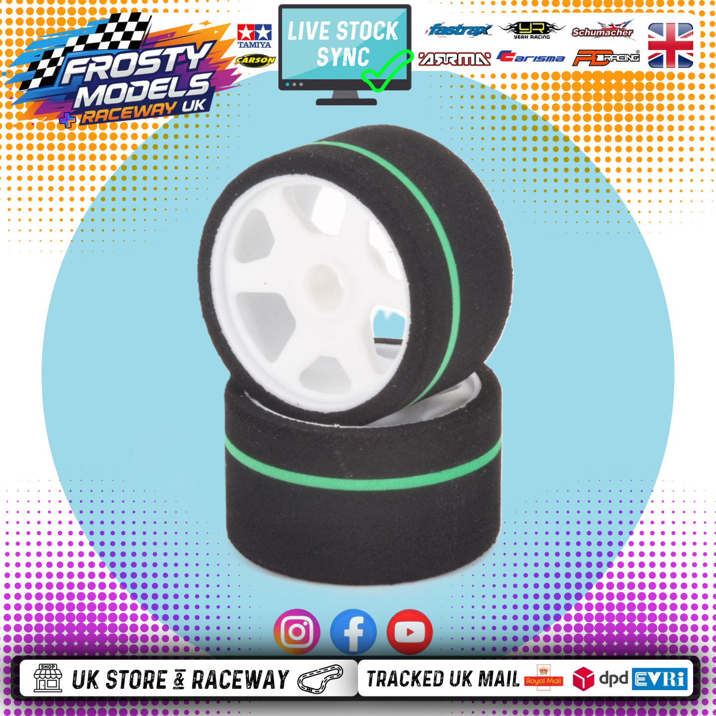 CONTACT RC - 1/12 GT12 Atom Front 40Sh Control Tyres 44mm - JGCF (1pair) Bearing Axle Wheel & Tyre Set Pre-Glued