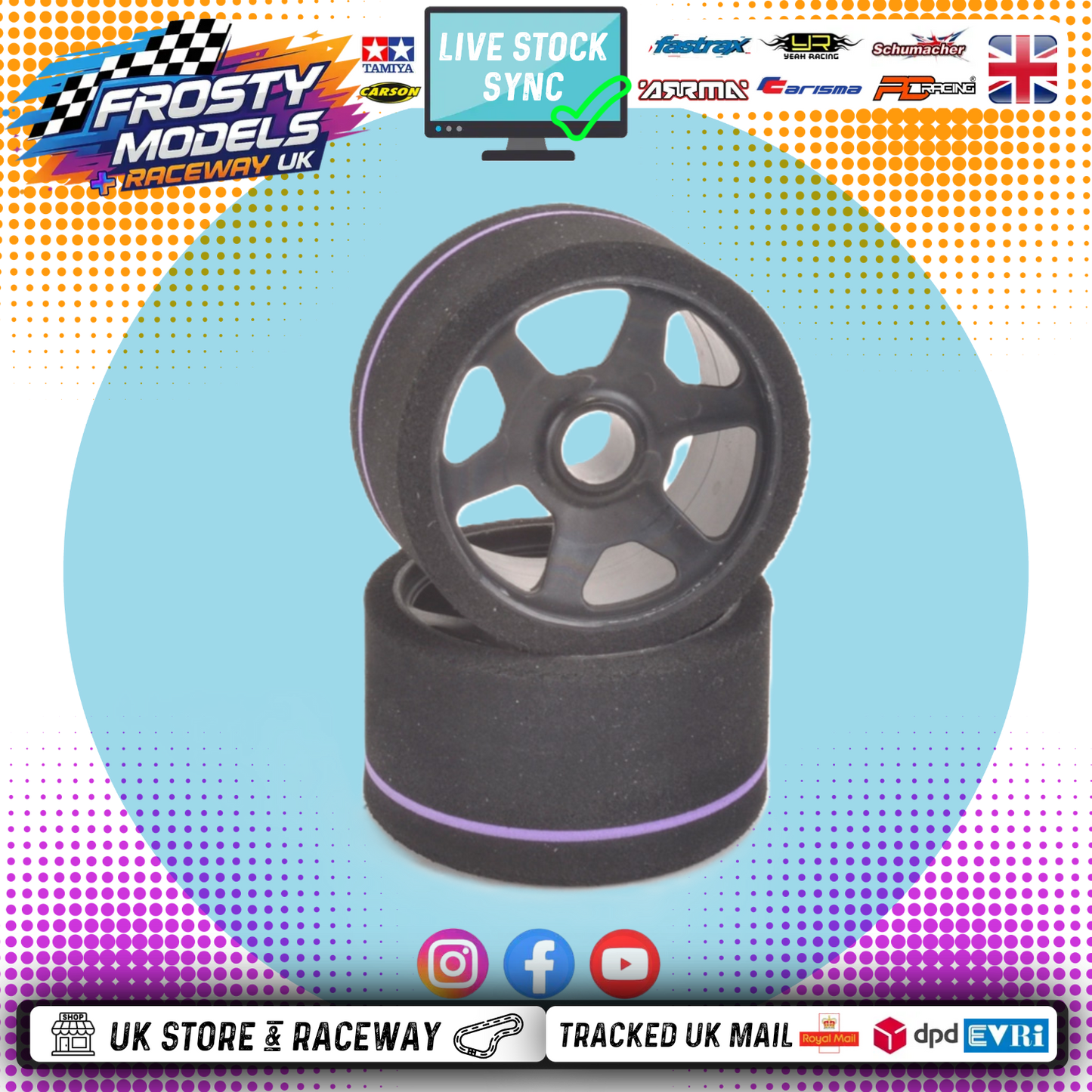 CONTACT RC - 1/12 GT12 LMGT3 Front 38Sh Purple - 43mm - JT2-38USF (1pair) Wheel & Tyre Set Pre-Glued (BRCA Recommend)