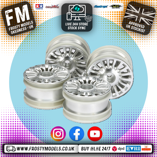 Tamiya 51362 - M-Chassis 18 Spoke Wheels (4 pcs) Silver (Fits TT01e Euro Trucks & M-Chassis Cars)