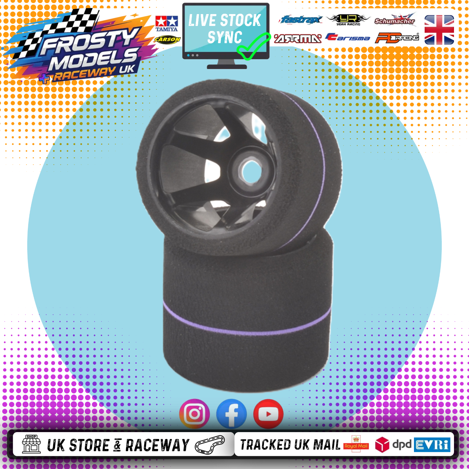 CONTACT RC - 1/12 GT12 LMGT3 Rear (12mm HEX) 38Sh Purple - 43mm - JT3-38USR (1pair) Wheel & Tyre Set Pre-Glued (BRCA Recommend)