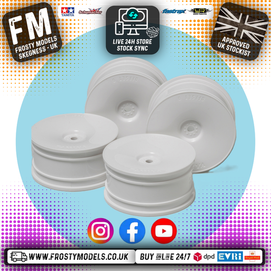 Tamiya 53914 - 1/10 Touring Car White Dish Wheels (26mm / O-Offset) 12mm Hex Drive
