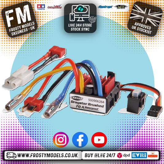Carson Dragster - 1/10 RC BRUSHED ESC (like Hobbywing 1060) - TAMIYA PLUG (70AMP) Deans & Tamiya Plug