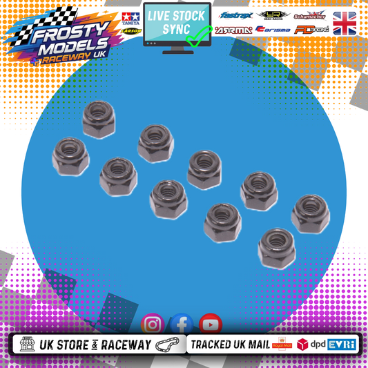 Schumacher - M3 1/12 WHEEL NUTS (5.5mm Socket) - BLACK LOCKNUTS (10PC) U4650