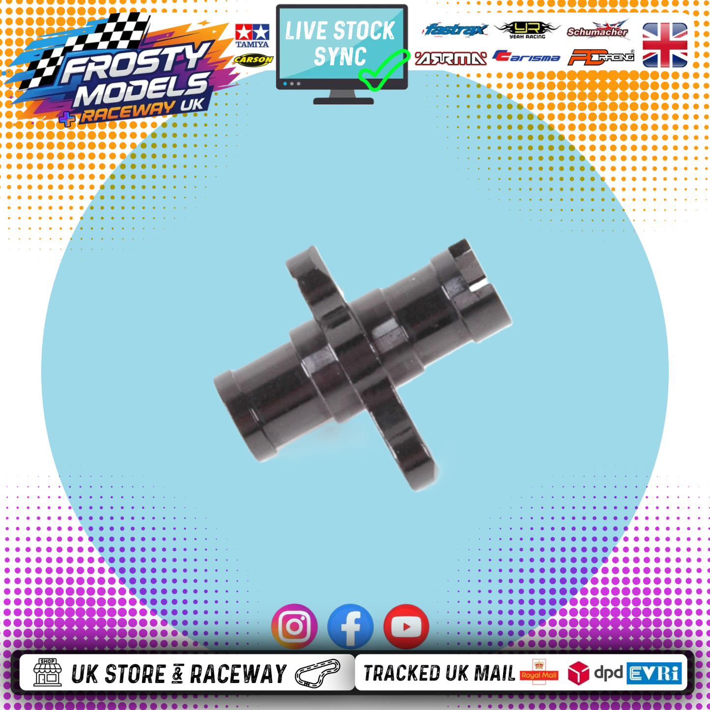 Schumacher - Alloy Solid Spline Axle for Atom GT12 / Supastox / Kamtec Mini Racer - Right Hand Drive Dog - Non Diff - SS/GT,A1  - U3948 (Use with and normal spur gear