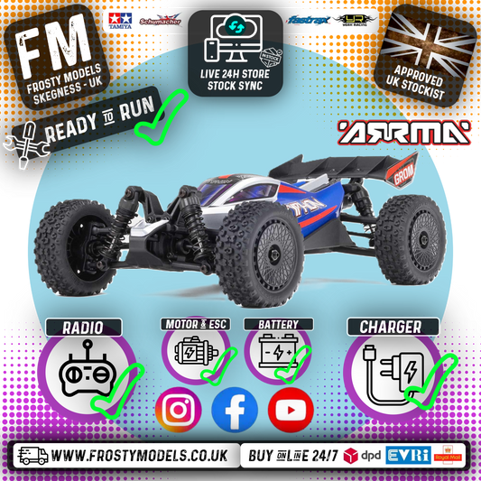 ARRMA - 1/14 TYPHON GROM MEGA BUGGY 4X4 RC RTR w/ Battery & Charger (Blue) - C-ARA2106T1