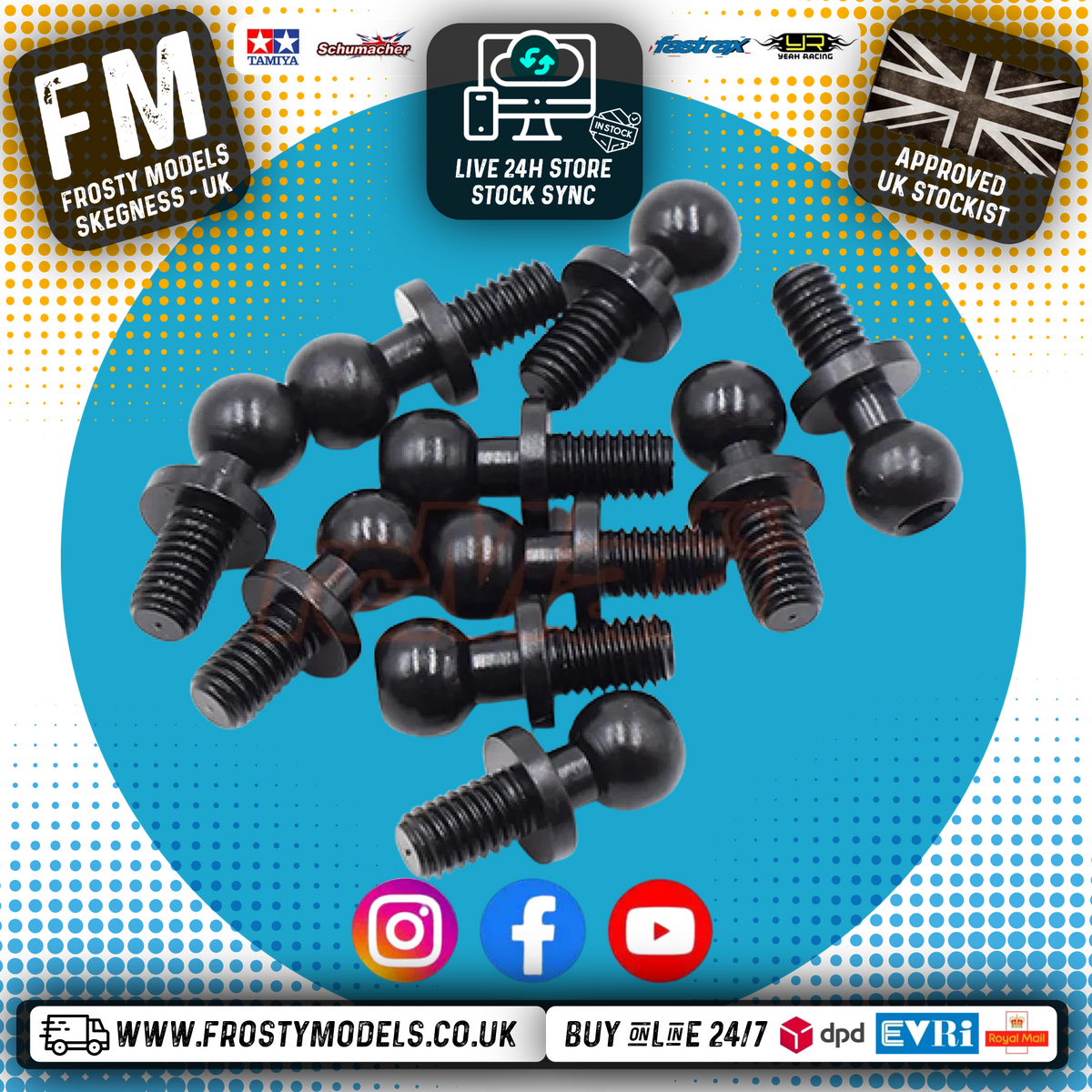 Yeah Racing - Steel 4.8mm Ball Stud M3 5mm Thread 10pcs - YA-0562