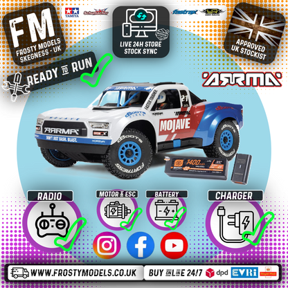 ARRMA - 1/16 MOJAVE GROM BRUSHLESS 4X4 RC DT RTR w/ Battery & Charger (WHITE) - C-ARA2304ST2