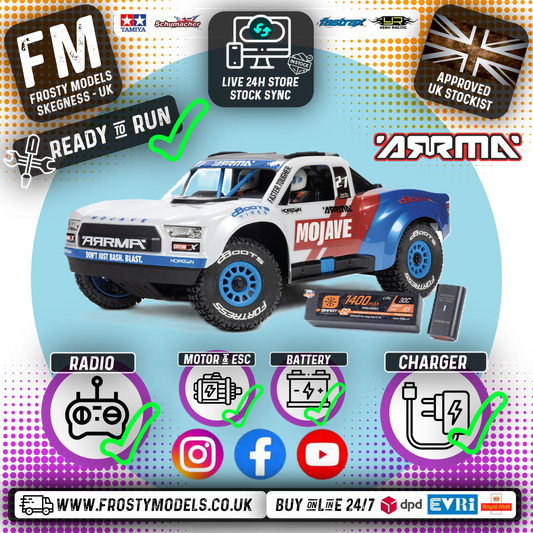 ARRMA - 1/16 MOJAVE GROM BRUSHLESS 4X4 RC DT RTR w/ Battery & Charger (WHITE) - C-ARA2304ST2