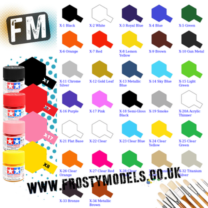 TAMIYA - X ACRYLIC GLOSS HAND/AIRBRUSH PAINT (10ML) X1 TO X34 ALL COLOURS LISTING