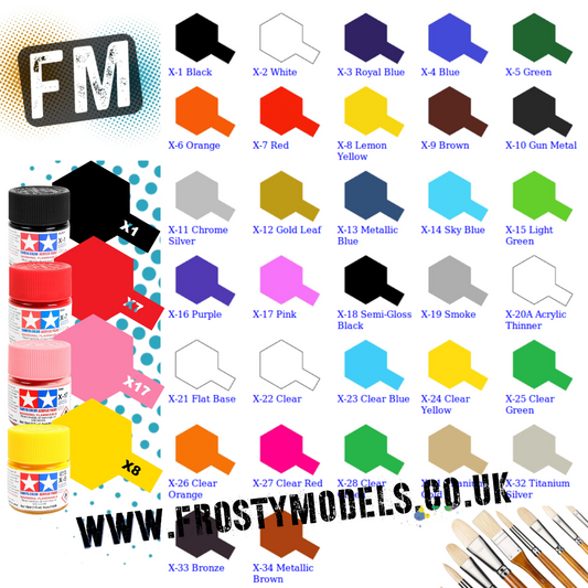 TAMIYA MINI ACRYLIC HAND PAINT - 10ML GLASS BOTTLE (GLOSS FINISH) ALL COLOURS LISTING