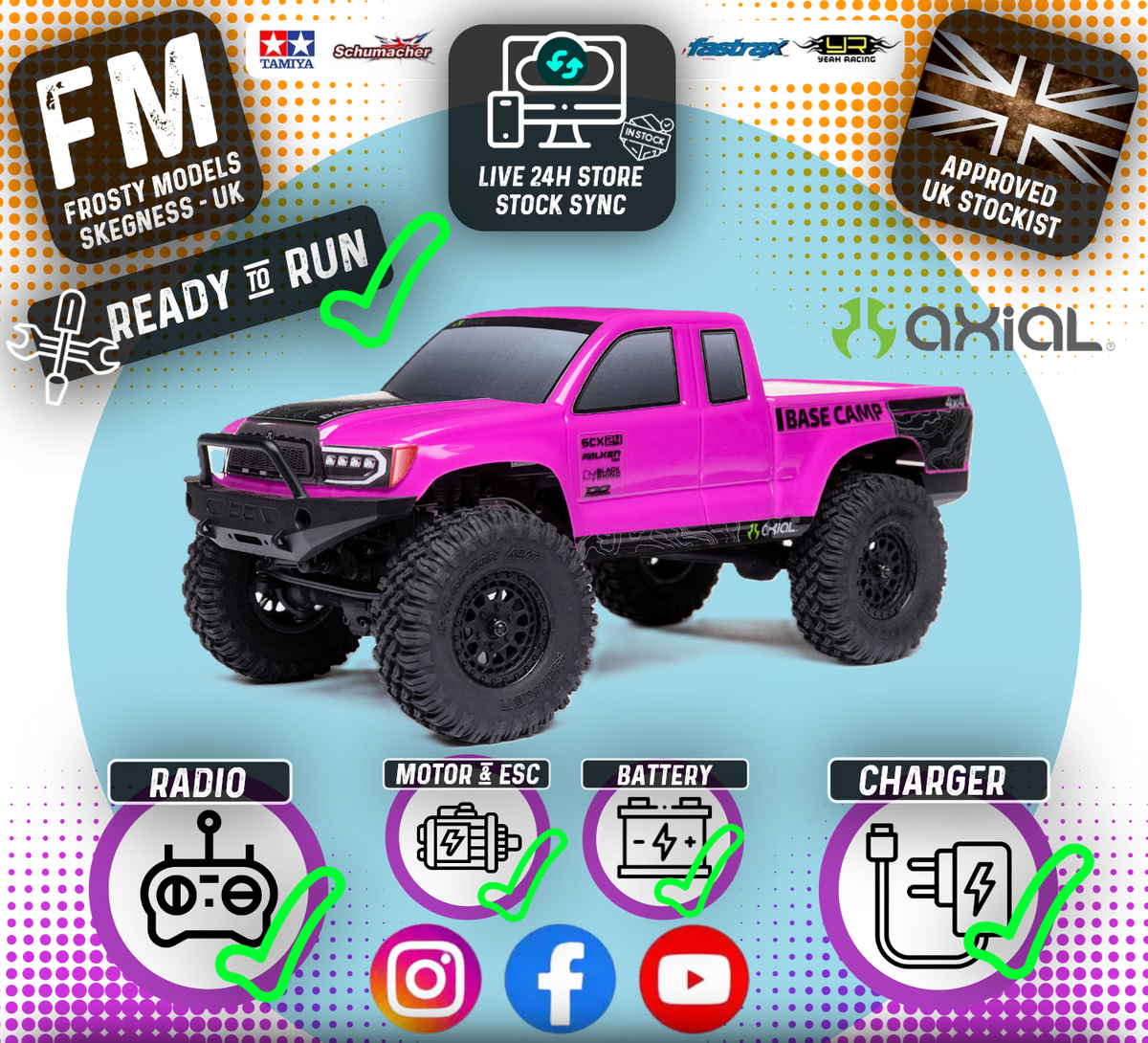 Axial - 1/24 SCX24 Base Camp 4WD Rock Crawler RTR w/Battery, Charger & Radio Set - Pink - C-AXI-1219T3