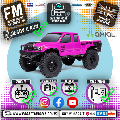 Axial - 1/24 SCX24 Base Camp 4WD Rock Crawler RTR w/Battery, Charger & Radio Set - Pink - C-AXI-1219T3