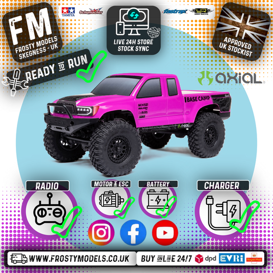 Axial - 1/24 SCX24 Base Camp 4WD Rock Crawler RTR w/Battery, Charger & Radio Set - Pink - C-AXI-1219T3