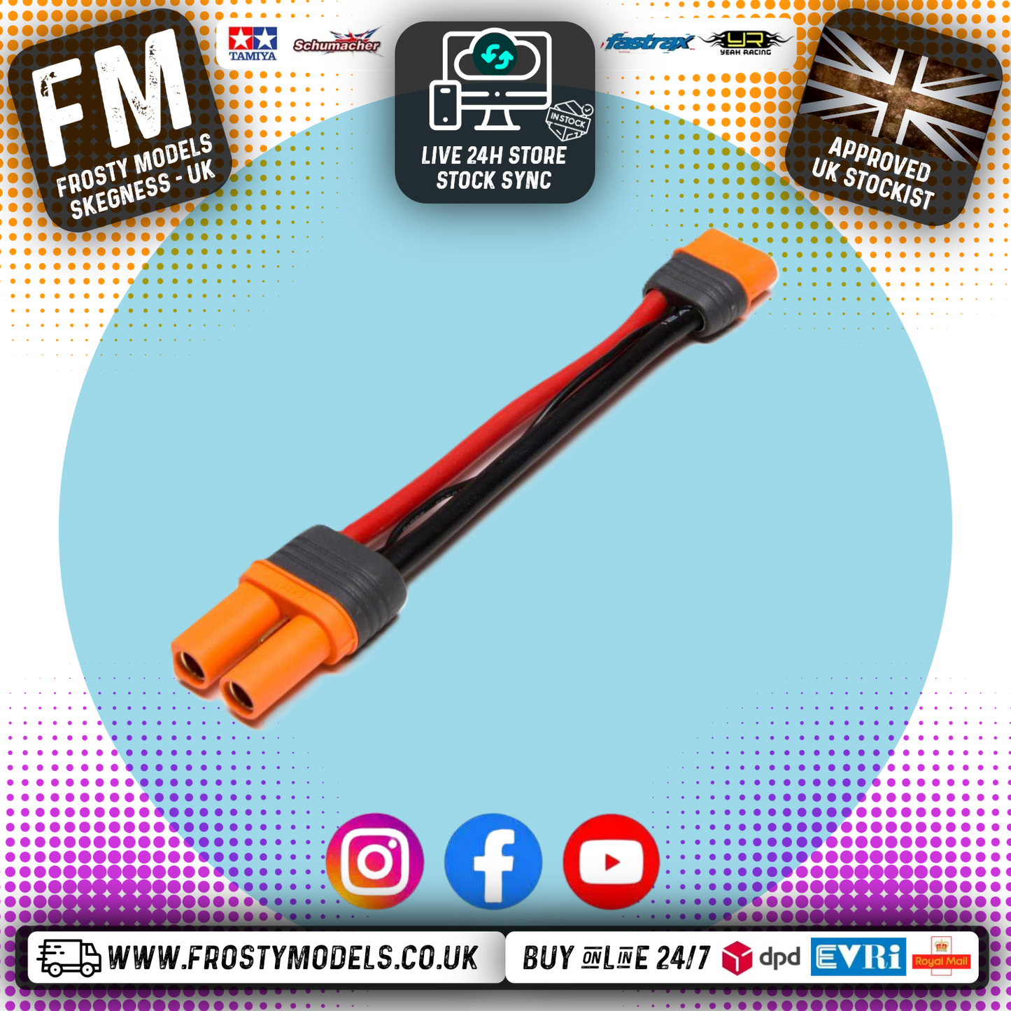 Spektrum - IC5 Battery Connector / Adaptor to IC3 Device 4" / 100mm; 10 AWG - O-SPMXCA508