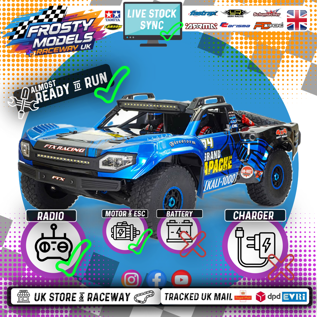 FTX - GRAND APACHE 1/7 BRUSHLESS 8S TROPHY TRUCK - BLUE (RTR Just add Battery & Charger) FTX5489B