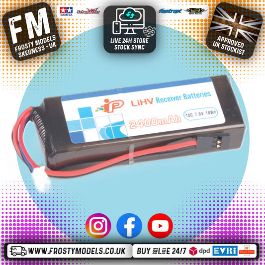 Intellect - Tx Radio Lipo Rx/Tx Flat Pack 2400mAh 7.6V HV 2S - SIZE 16.8x30.3x85.5mm (FUTABA PLUG) - IP752880D7R2-2S-SQ
