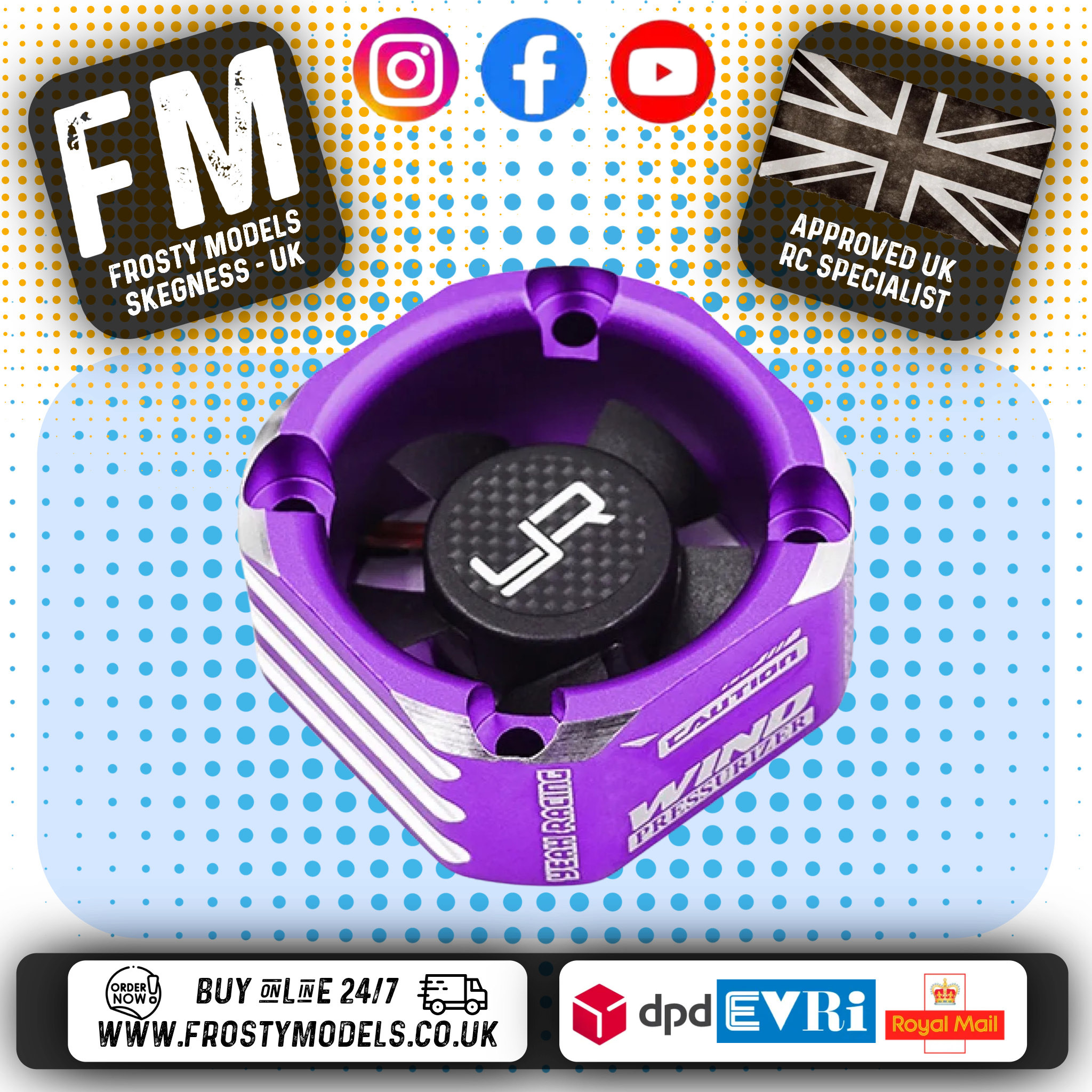 Yeah Racing - RC ALLOY 8.4V MAX Case 30mm Booster Cooling Fan Purple - YA-0576PP