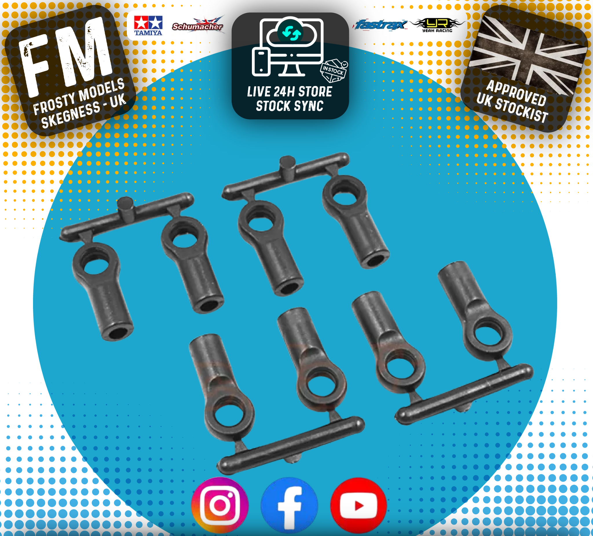 Yeah Racing - M3 Plastic Ball Joint End 4.8 x 13mm 8pcs - YA-0553