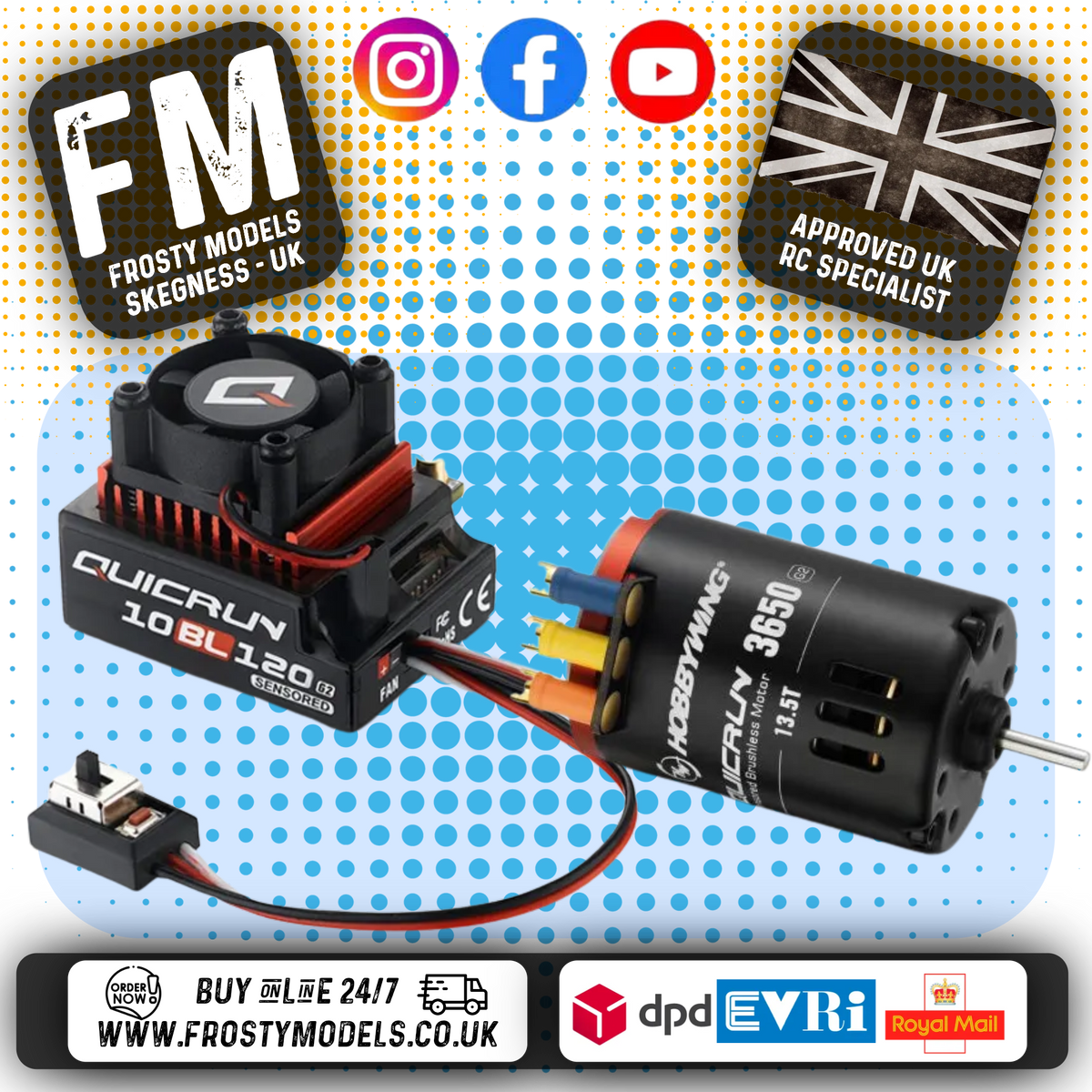 HOBBY WING - Brushless Motor & ESC COMBO QR10BL120-SD G2 + QR3650SD 10.5T G2 (For 1/10th Cars/Buggies) - HW38020381