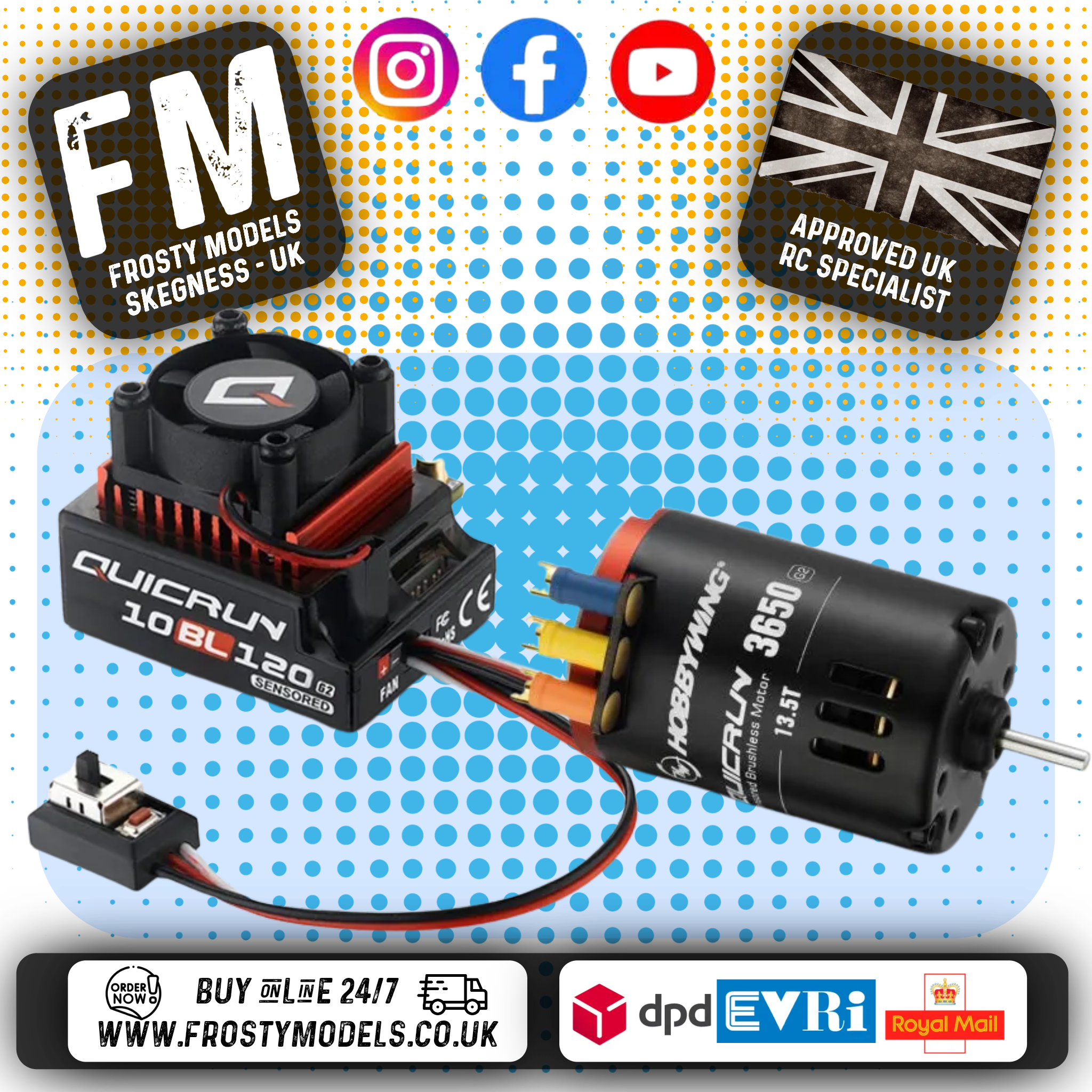 HOBBY WING - Brushless Motor & ESC COMBO QR10BL120-SD G2 + QR3650SD 10.5T G2 (For 1/10th Cars/Buggies) - HW38020381
