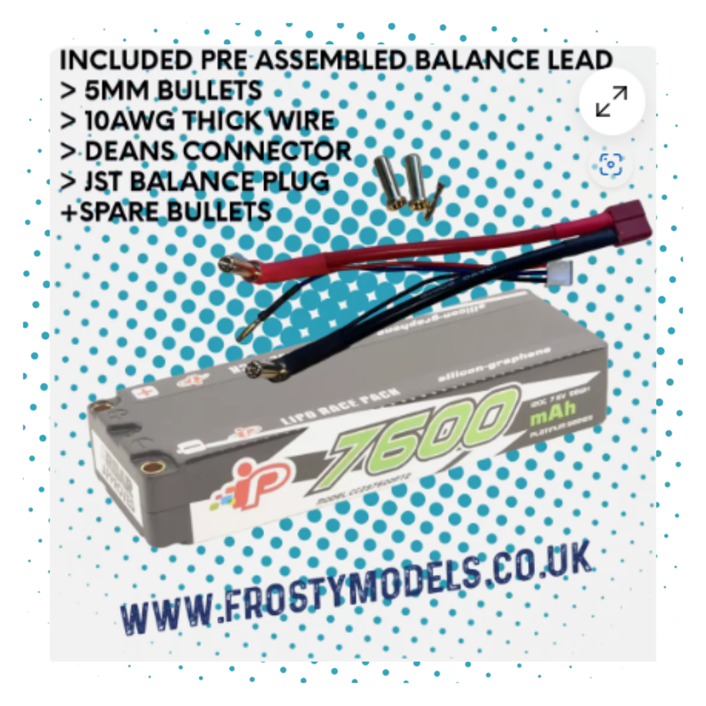 INTELLECT RC CAR LIPO BATTERY LIHV HIGH VOLTAGE 7600MAH 2S 25.1MM 7.6V 5MM BALANCE LEAD - IPCC2S7600PT2