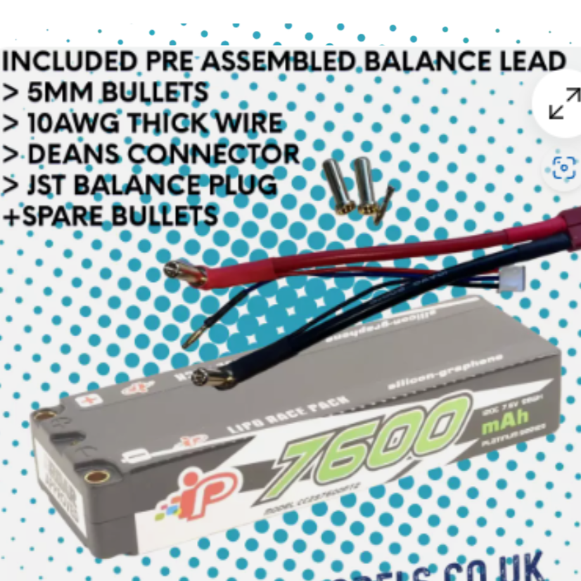 INTELLECT RC CAR LIPO BATTERY LIHV HIGH VOLTAGE 7600MAH 2S 25.1MM 7.6V 5MM BALANCE LEAD - IPCC2S7600PT2