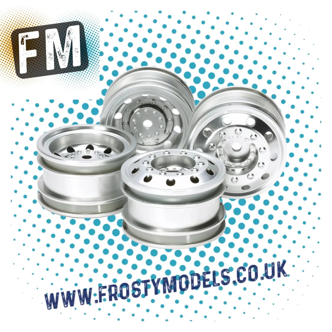 TAMIYA 51588 - TT01E RC 1/14 EURO TRUCK WHEELS F&R (SILVER) (2Pcs Each)