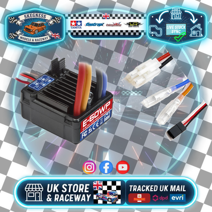 M-Style (Same as Hobbywing) 1060 60A - 1/10 RC BRUSHED ESC - (TAMIYA PLUG) E-60WP (TT01E Euro Truck Racing Stock Spec)