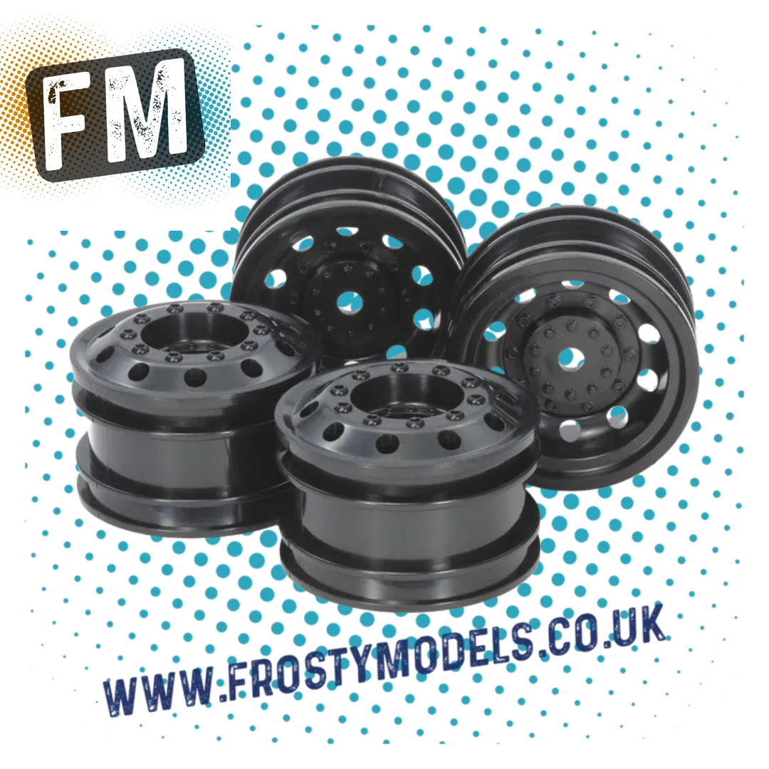 TAMIYA 54741 TT01E RC 1/14 EURO TRUCK WHEELS F&R (BLACK) (2Pcs Each)